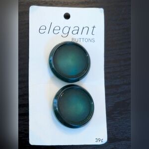 Vintage "Elegant Buttons" Domed Green Pearlescent Buttons on Original Card